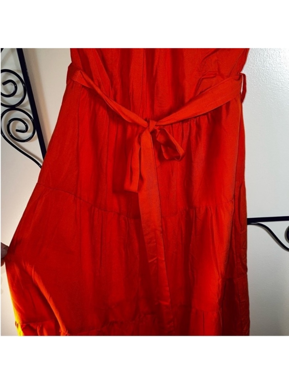 C+D+M Orange Halter Tie Tiered Maxi Dress XL - Picture 3 of 16